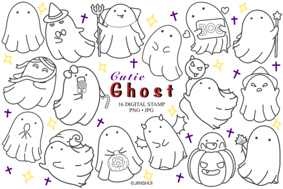 Download Ghost Halloween Digital Stamp, Clip Art - Premium Bundle