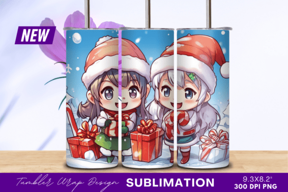 Download Christmas Anime Girls with Gifts Tumbler - Gift Collection